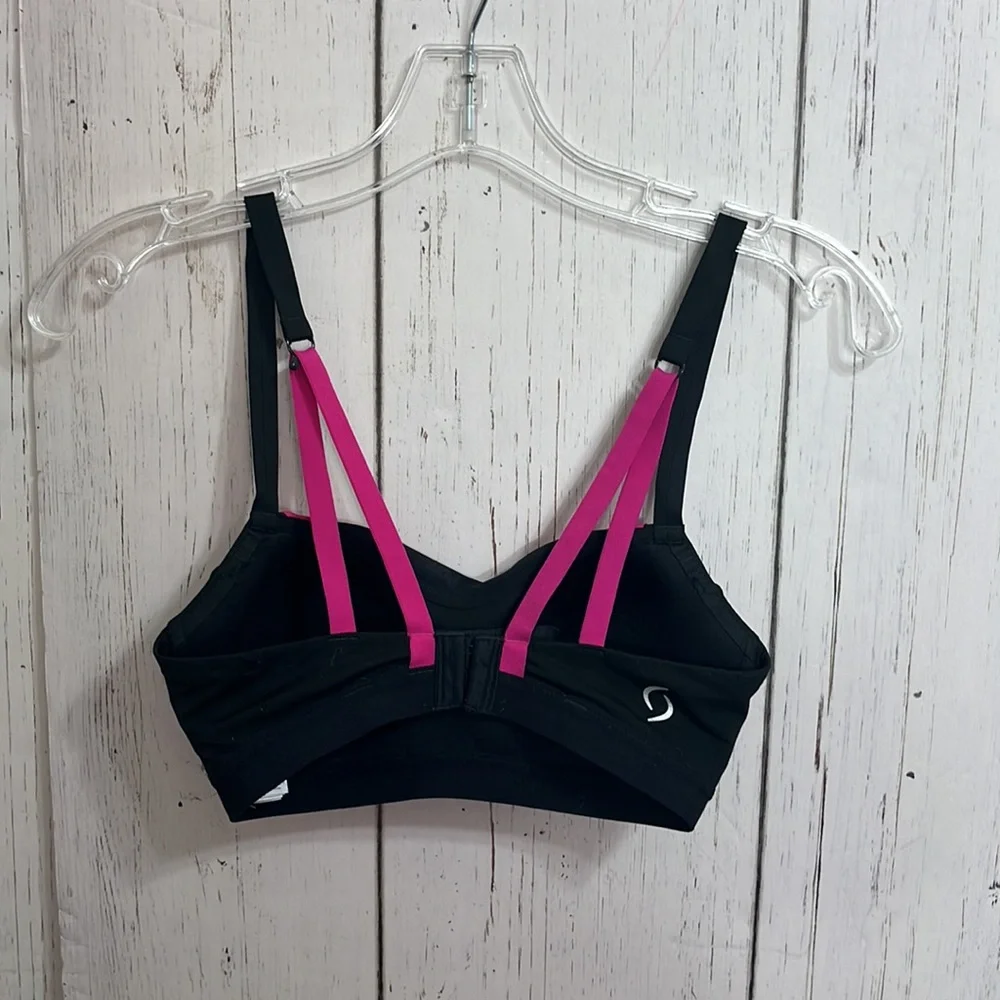 Brooks XS Sports Bra Black Hot Pink Three Size Adjustable Width and Straps